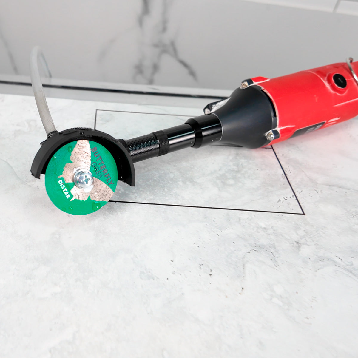 Distar BUTTERFLY diamond blade cutting porcelain tile with angle grinder
