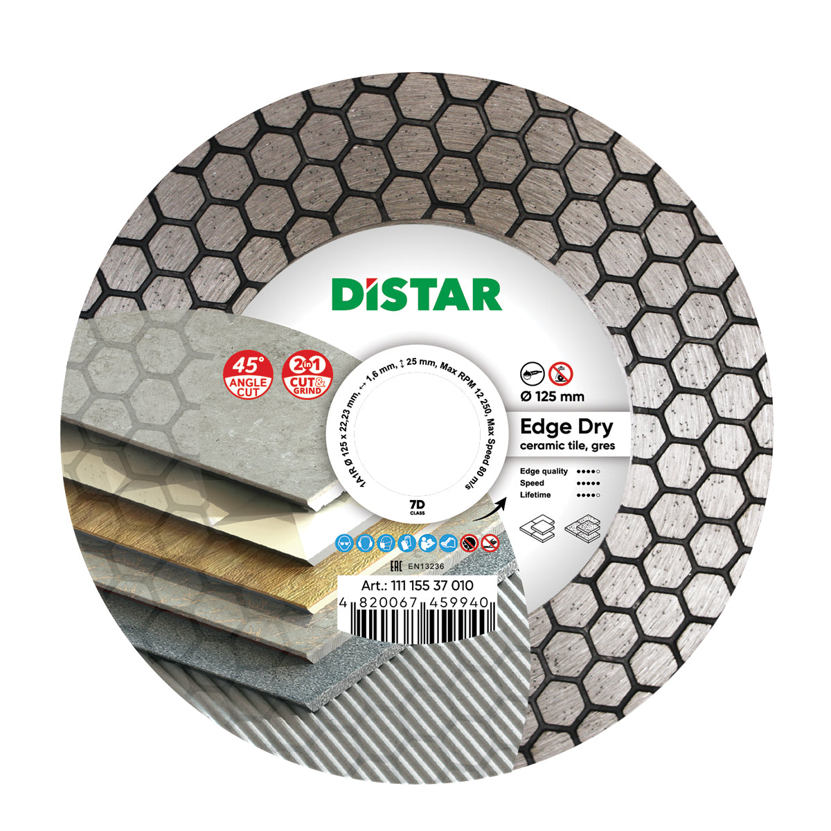 Distar EDGE DRY diamond cutting blade 115 mm for ceramic and porcelain tiles