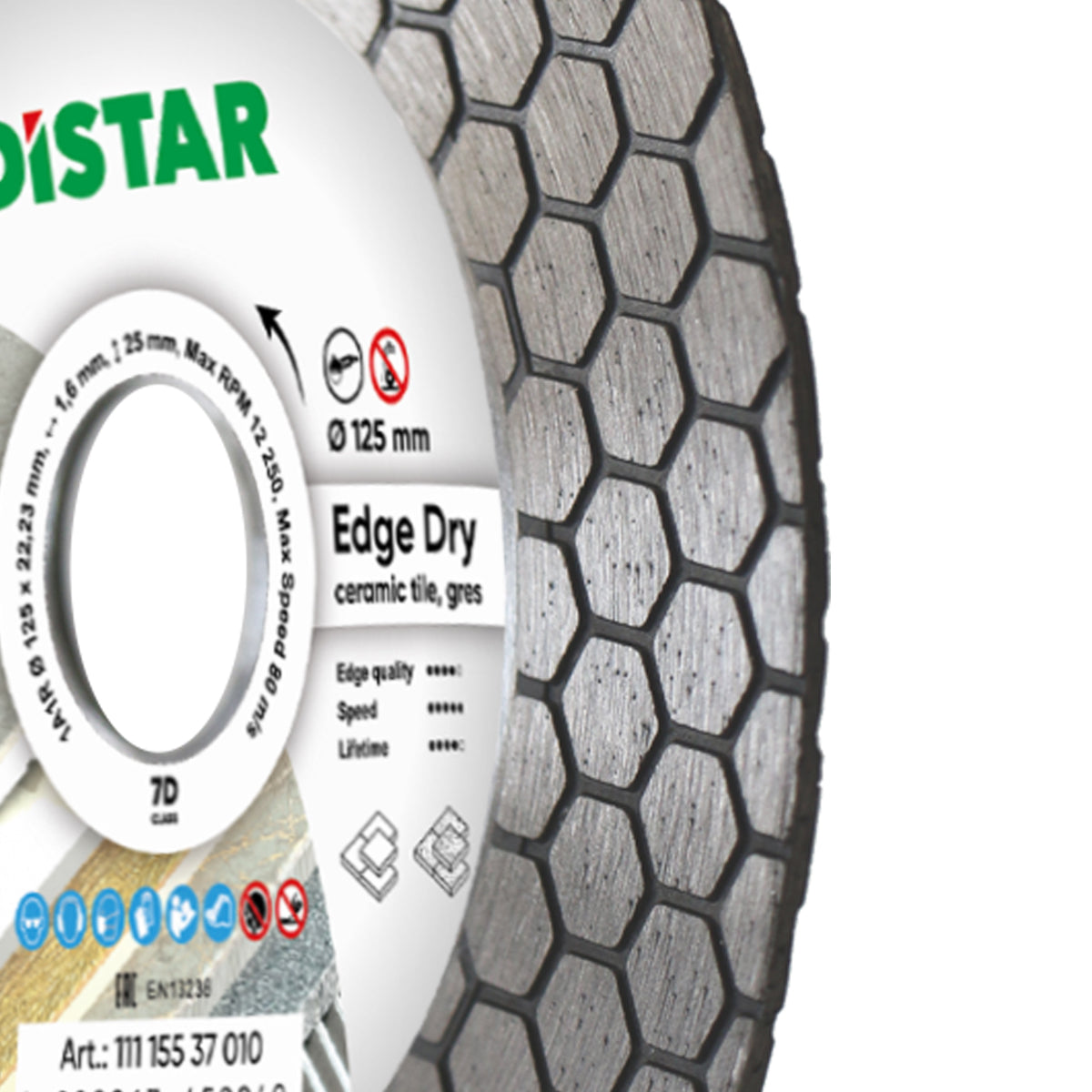 Distar EDGE DRY diamond blade 115 mm with technical specifications