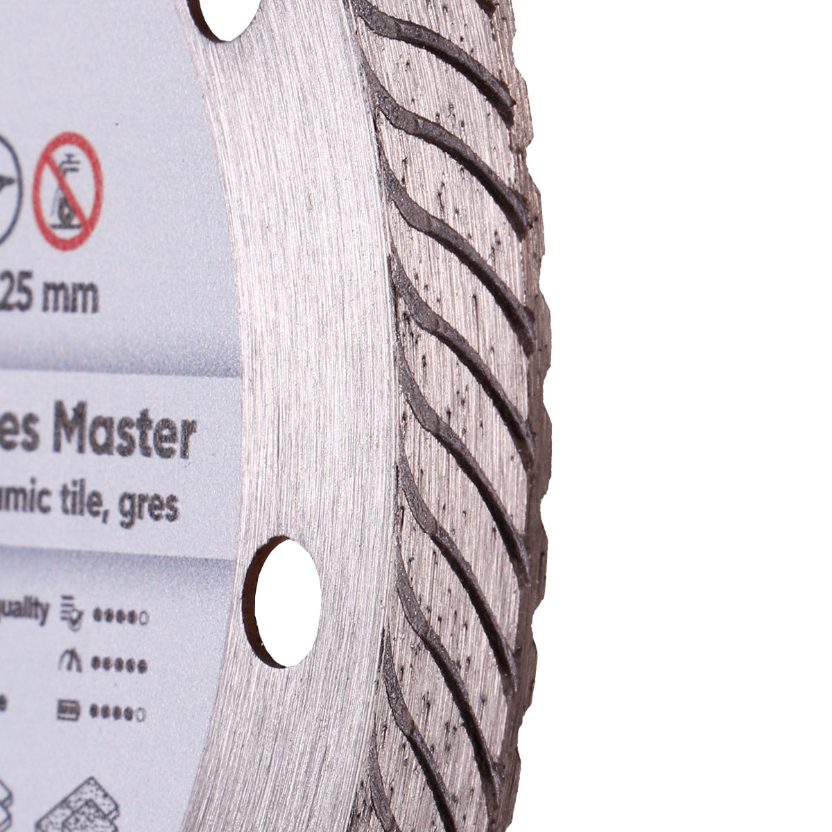 Close-up of Distar Gres Master 125 mm diamond cutting blade segment for porcelain and ceramic tiles
