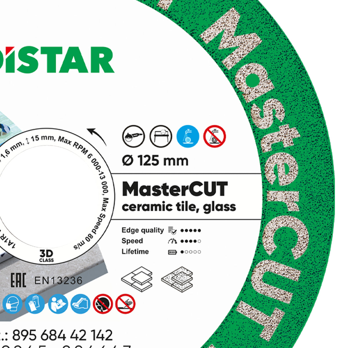 Distar MasterCUT 125 mm diamond cutting blade with technical markings