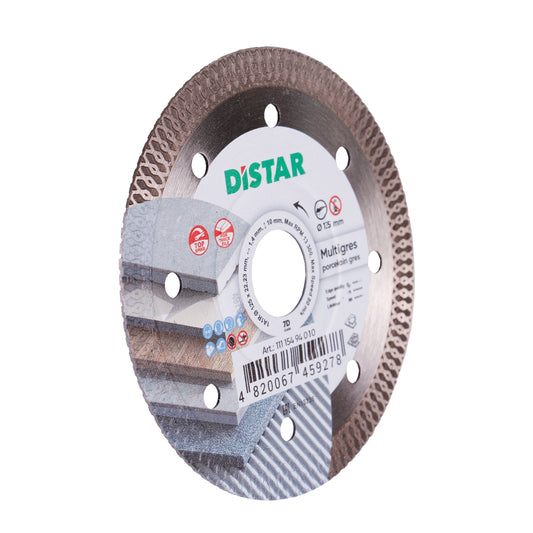 Distar MULTIGRES diamond blade 125 mm for porcelain stoneware, angled view