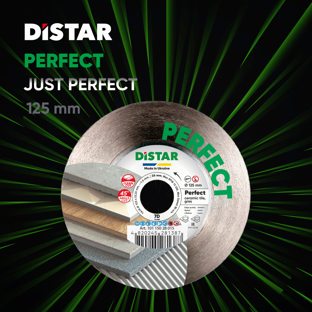 Distar PERFECT 125 mm – Diamond Cutting Blade for Ceramic & Porcelain Tiles