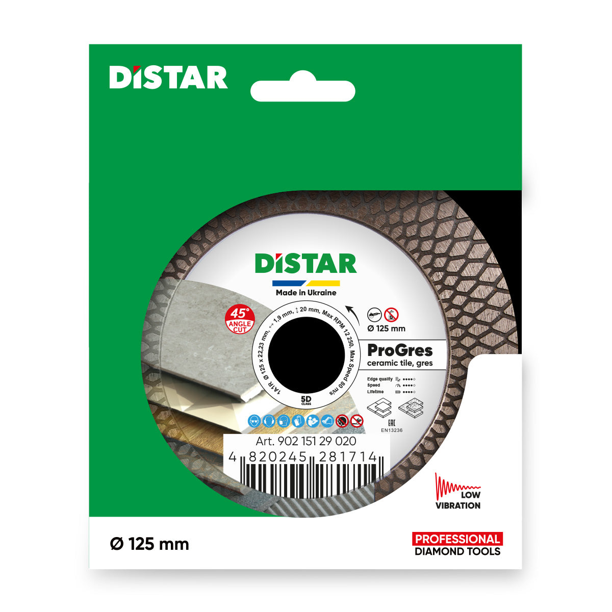 Distar PRO GRES 125 mm diamond cutting blade in original packaging