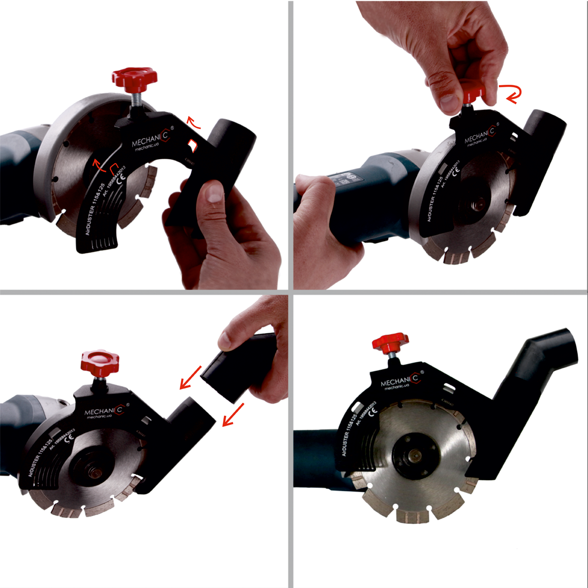 Distar AIRDUSTER installation process on angle grinder