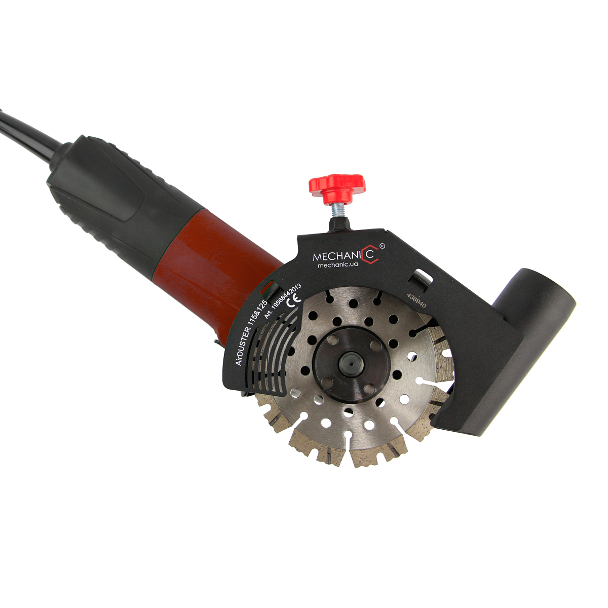 Distar AIRDUSTER used with diamond cutting blade on angle grinder