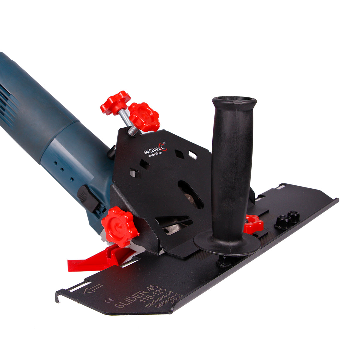 Distar SLIDER mounted on angle grinder for 45 degree bevel cutting